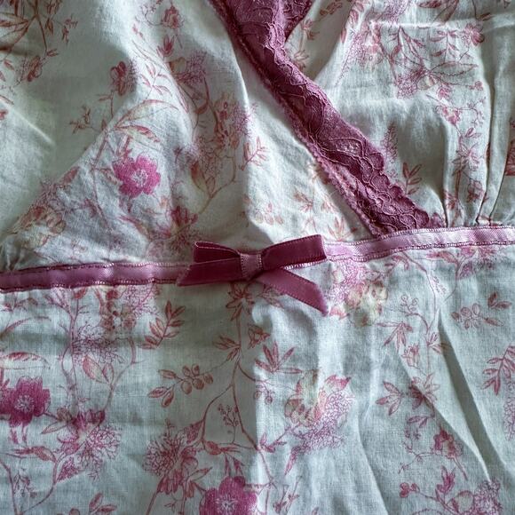 Delicate Bridgerton Style Tank Top Pink Lace White Floral Size Large - Picture 4 of 4